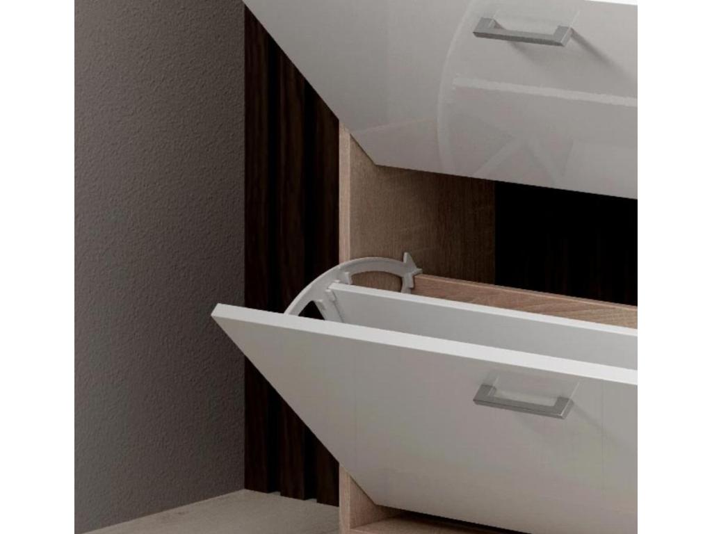 Meuble d'entrée à chaussures en Blanc avec LED 89x24x105cm Lysvia FJKI31206