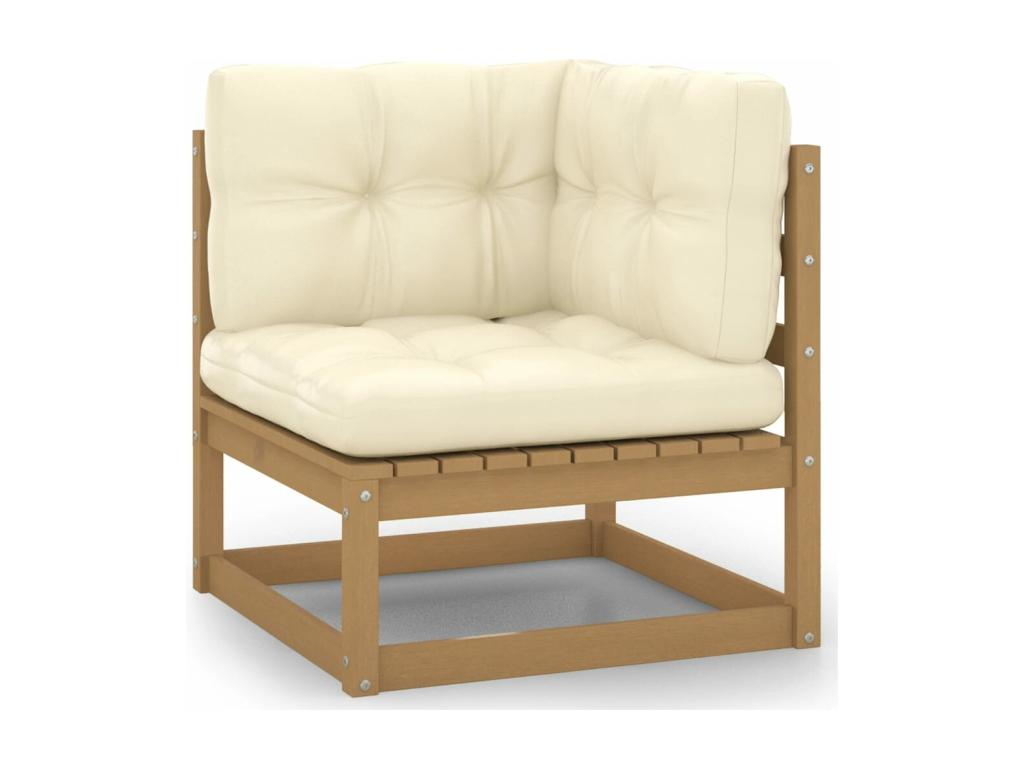 Salon de jardin 13 pièces avec coussins marron miel bois de pin CTMK63057