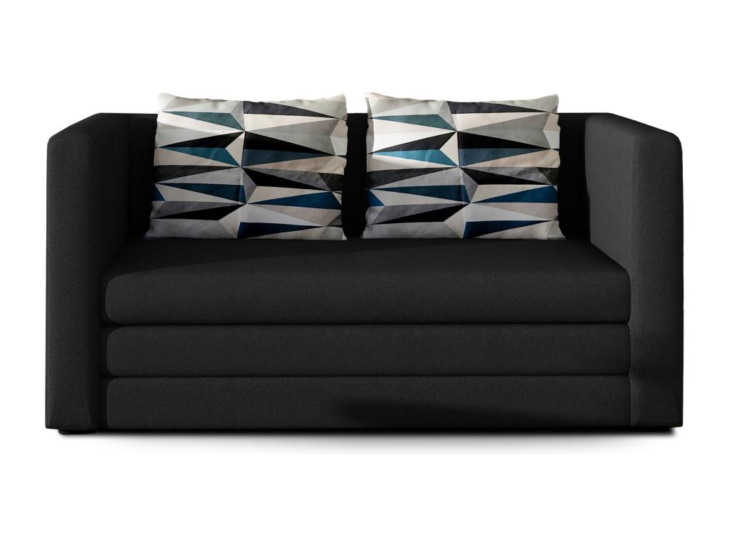 Petit canapé convertible tissu noir Lysvia 132cm GDUP75810
