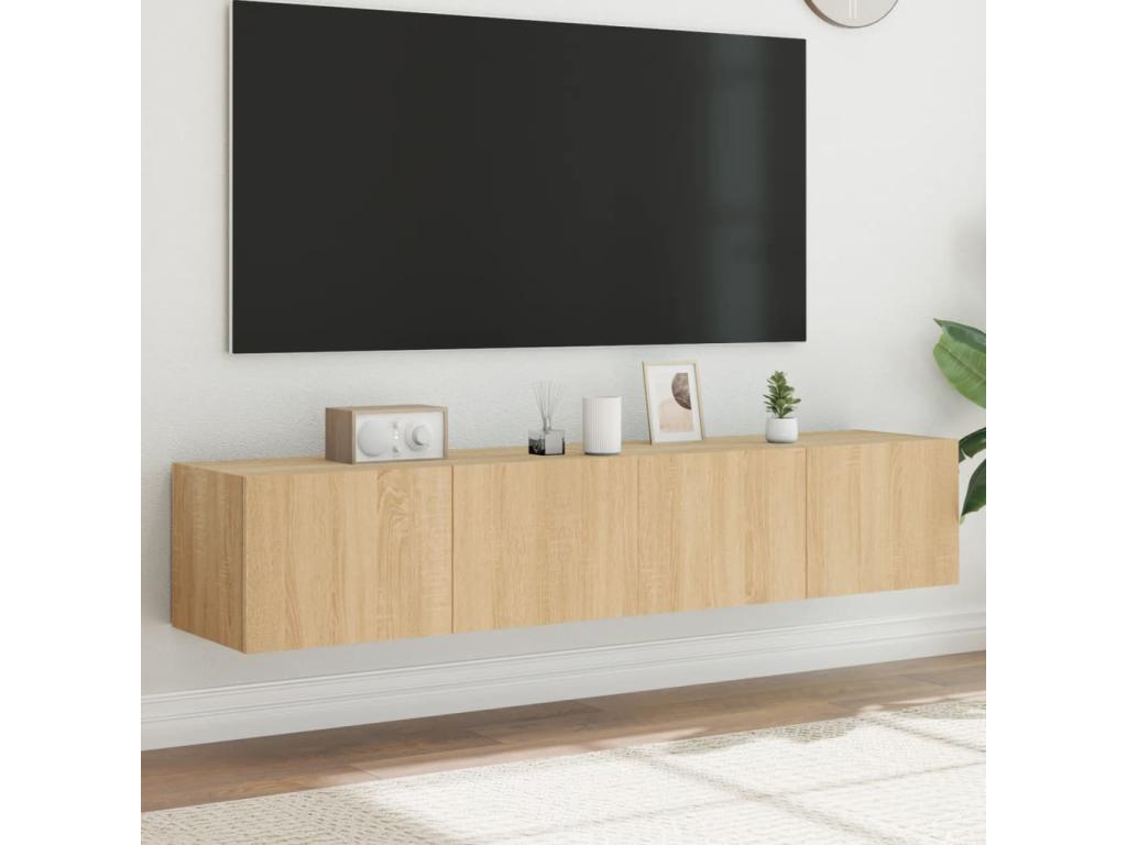 Meubles TV muraux Elarivaères LED 2 pcs chêne 80x35x31 cm VEWM41338