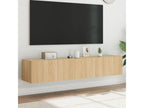 Meubles TV muraux Elarivaères LED 2 pcs chêne 80x35x31 cm VEWM41338