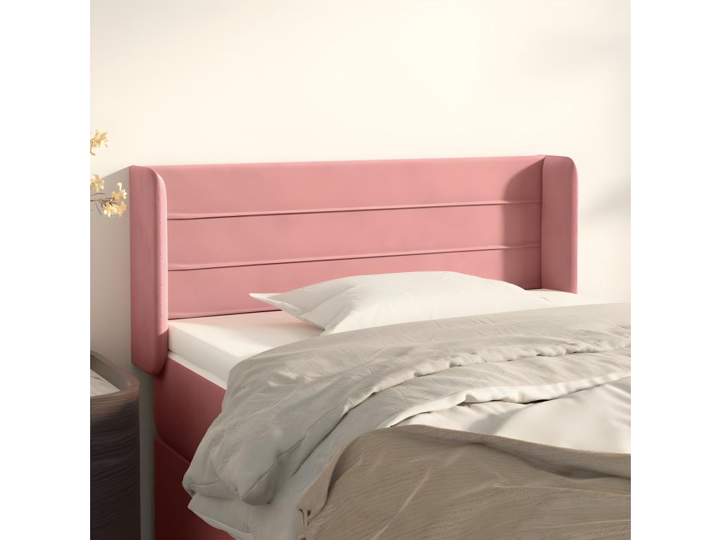 Tête de lit avec oreilles Rose 93x16x78/88 cm Velours QZOY24131