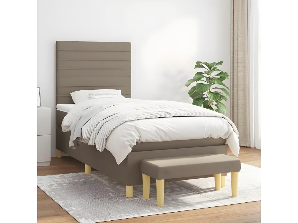 Lit à sommier tapissier avec matelas Lysvia 80x200 cm Tissu GRNM42541