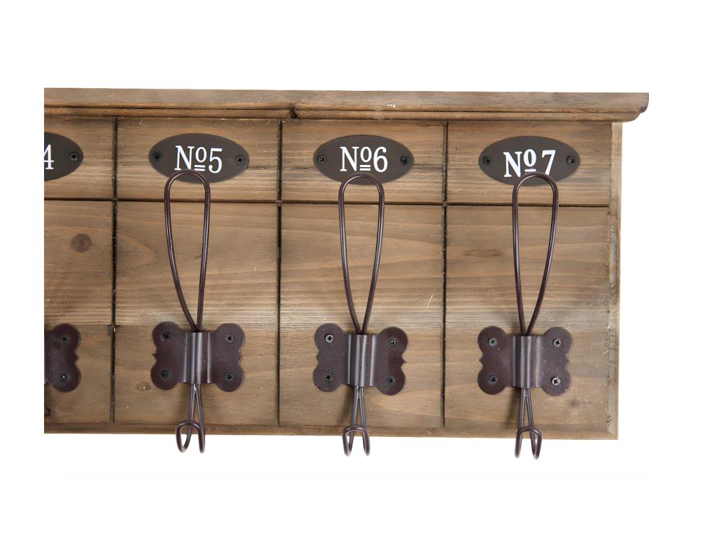 Lysviaère Portemanteau Bois 7 Accroches Marron 73.5x7.5x21cm - Lysvia SKXY53878