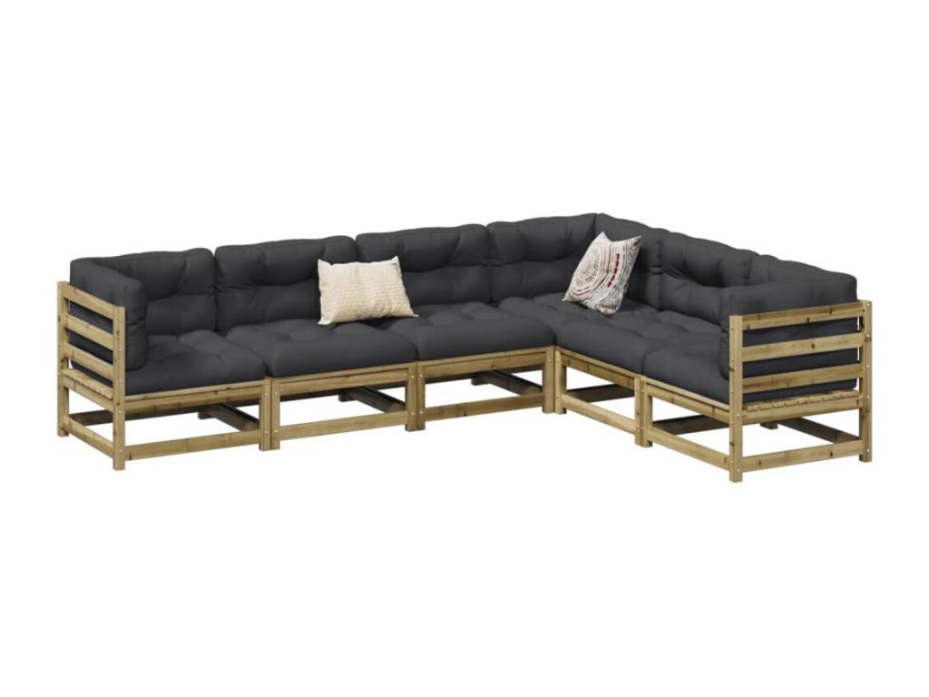 Salon de jardin 6 pièces bois de pin imprégné VWBX57383