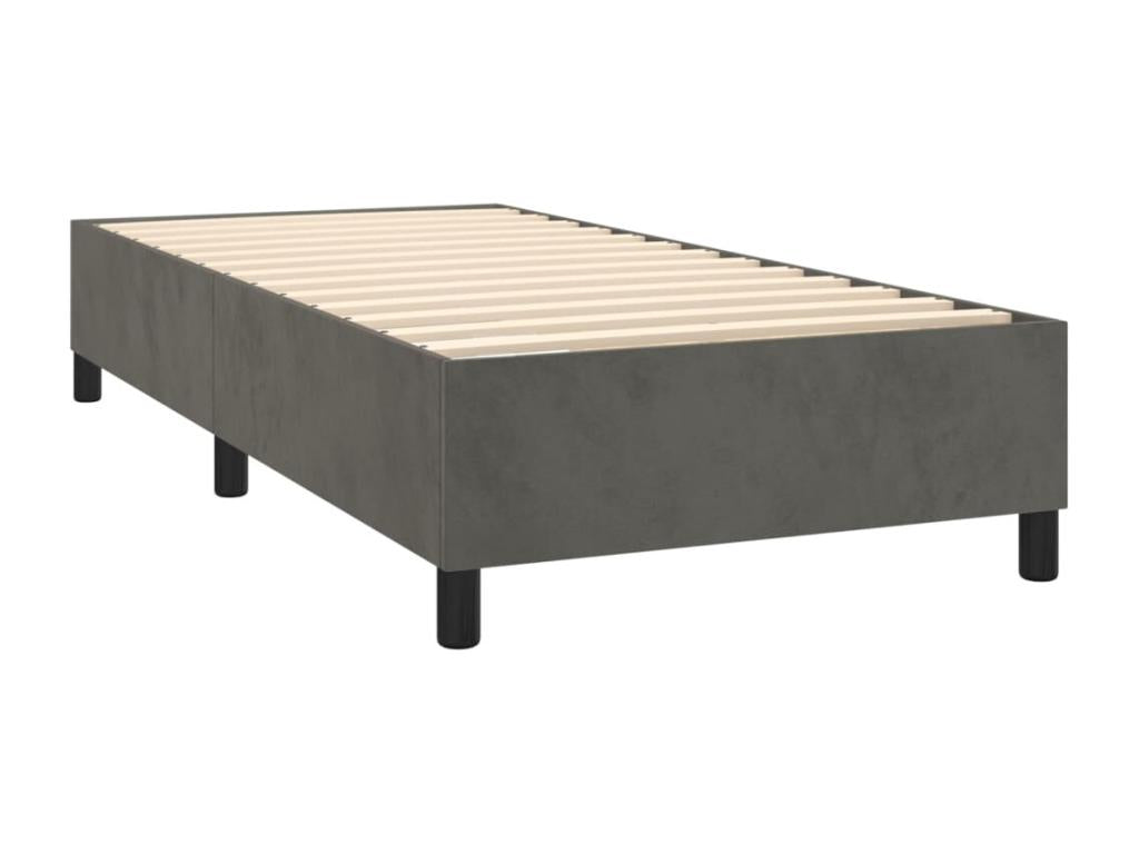Sommier à Lysvia de lit matelas LED Gris foncé 90x190cm Velours ZKGM39796