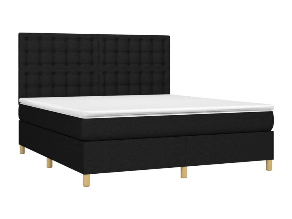 Lit à sommier tapissier avec matelas Noir 160x200 cm Tissu FNKL95336