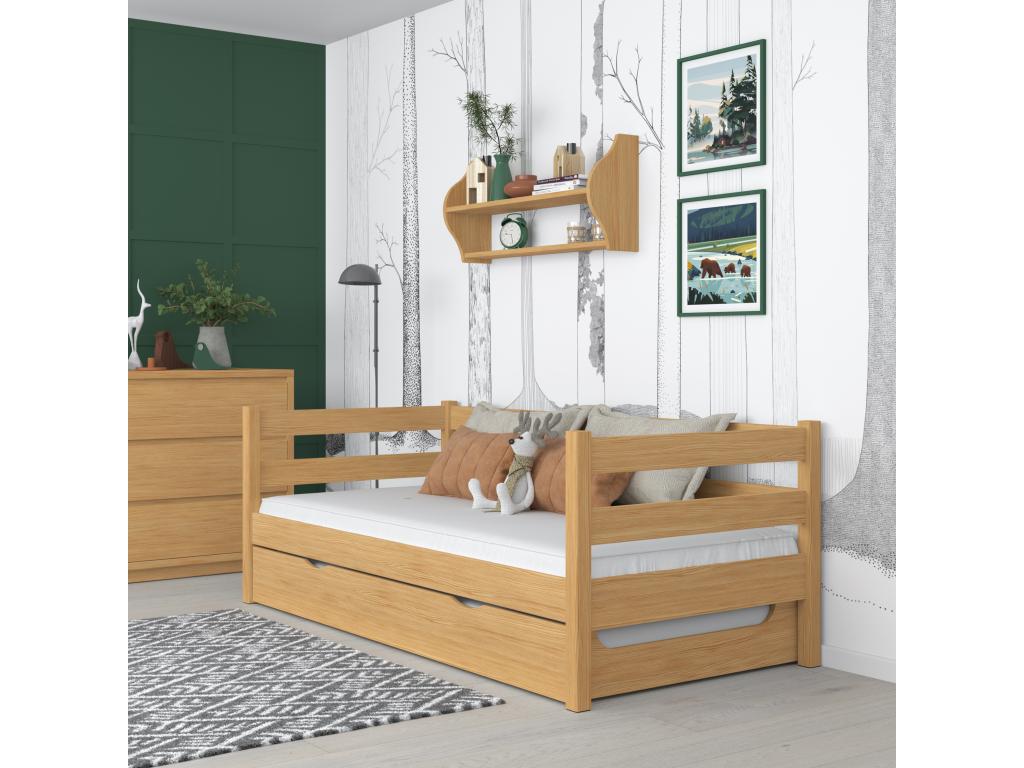 Lit banquette gigogne N01 Pin Naturel 80x180 NPPO91211