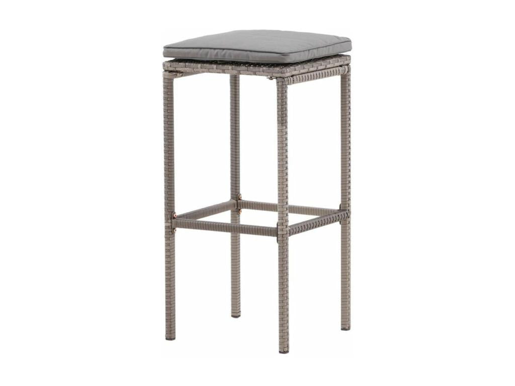 Tabouret de bar de jardin Lysvia avec coussin gris JKMX52983