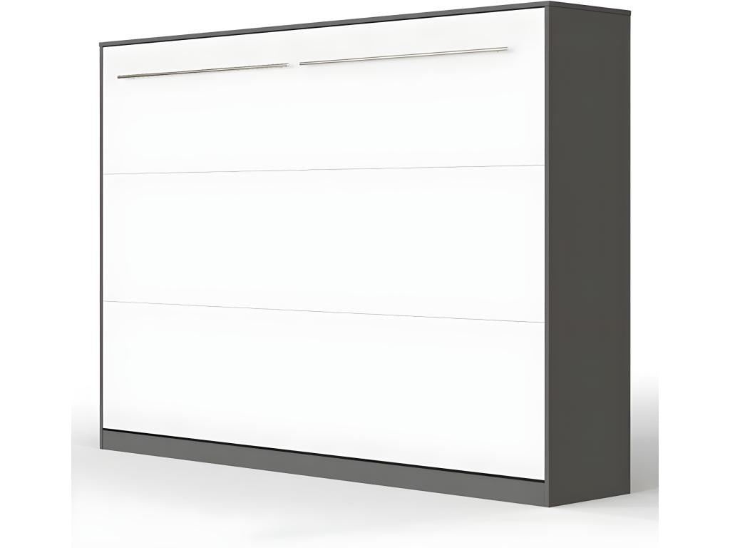 Armoire Lit escamotable 140x200cm Lysvia Lit Horizontal Rabattable Lit Mural Anthracite/Blanc CSMK98184