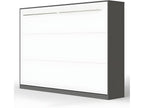 Armoire Lit escamotable 140x200cm Lysvia Lit Horizontal Rabattable Lit Mural Anthracite/Blanc CSMK98184