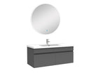 Ensemble meubles Salle de Bain simple vasque 100cm miroir rond lumineux Anthracite PQXG95689