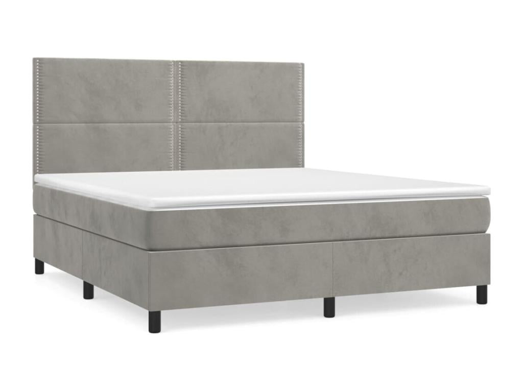 Lit à sommier tapissier et matelas Gris clair 180x200cm Velours LQNR33933