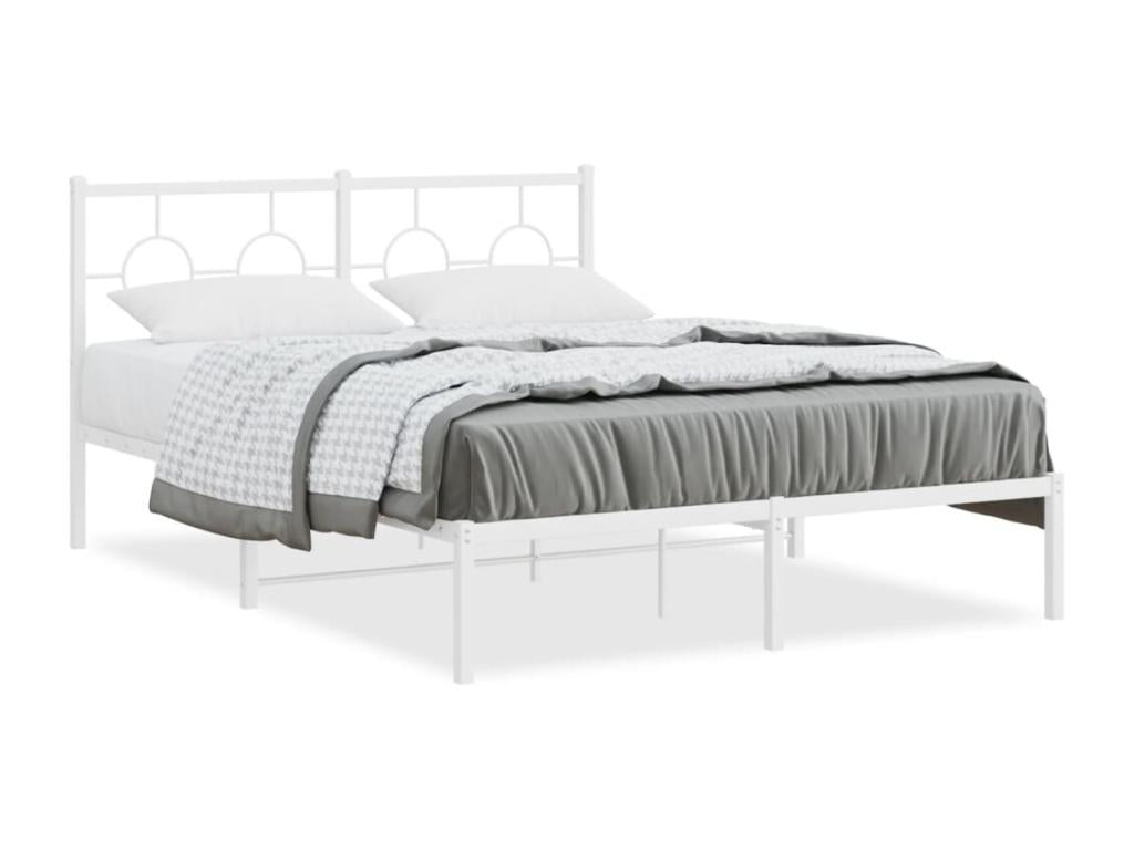 Cadre de lit métal avec tête de lit blanc 140x190 ZVCA90121