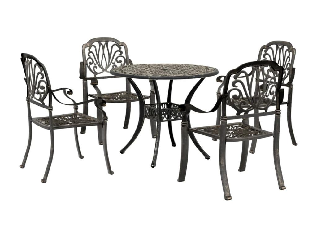 Ensemble mangeoire de jardin 5 pièces bronze aluminium coulé OQOV74638