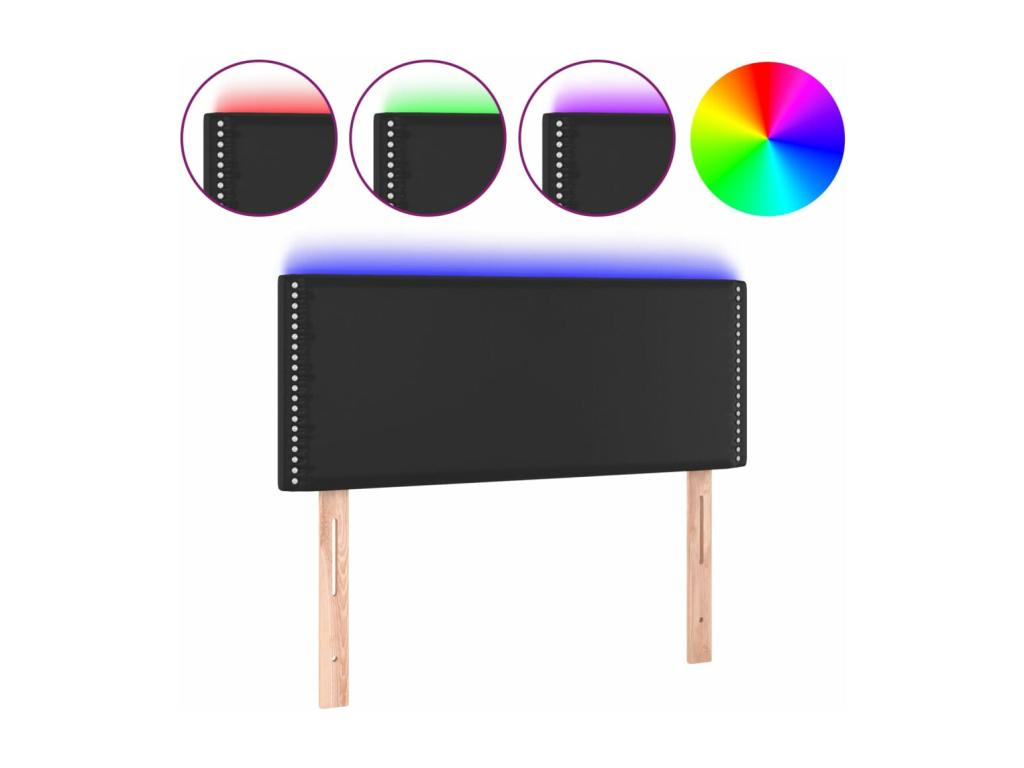 Tête de lit à LED Noir 100x5x78/88 cm Similicuir ZVKD75946