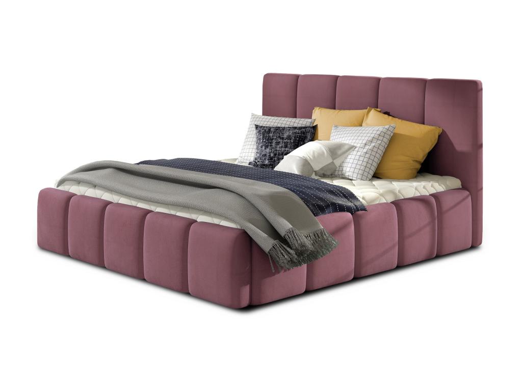 Lit moderne capitonné velours Elariva-Couleur Rose balais-180x200 QYZM99140