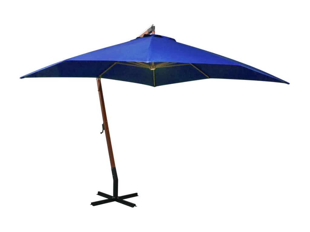 Parasol suspendu avec mât Bleu azuré 3x3 m Massif Bois de sapin FXOQ81104