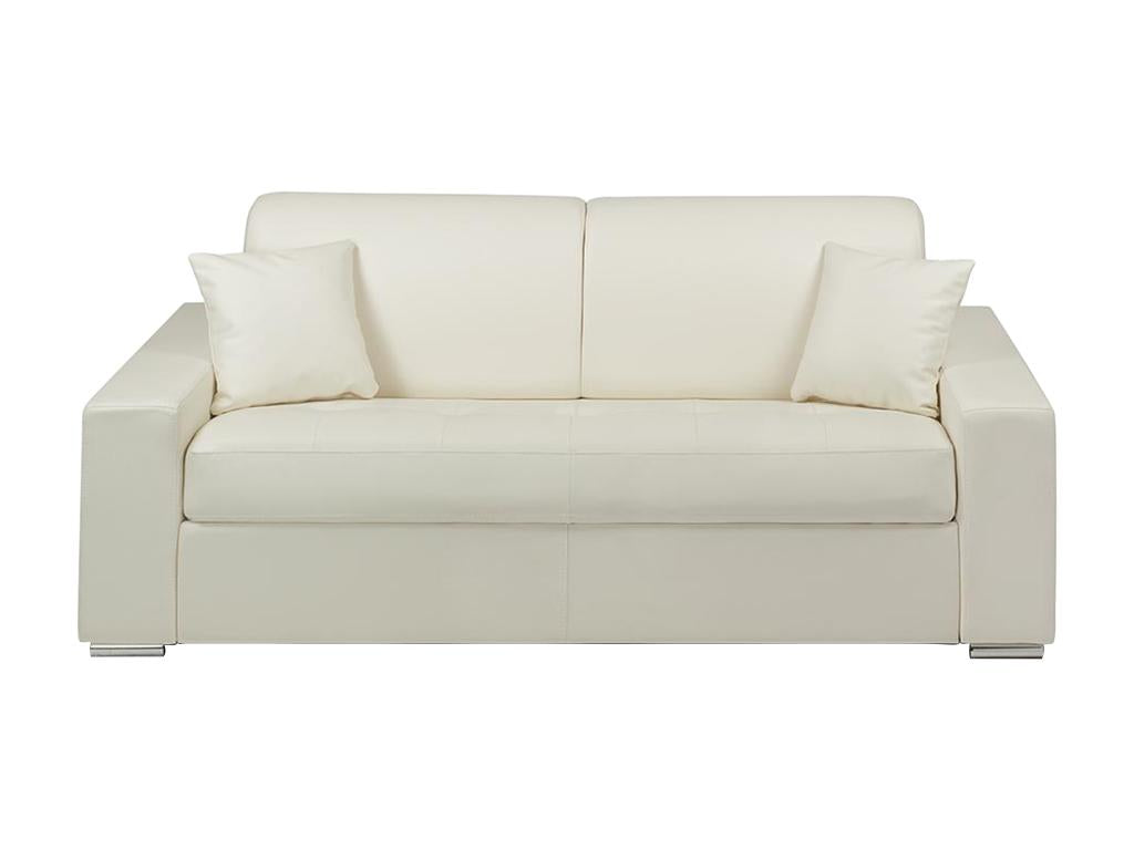 Canapé 3 places convertible express en simili Lysvia - Blanc - Couchage à Lysvia larges 140 cm - Matelas 14 cm FTFS40374