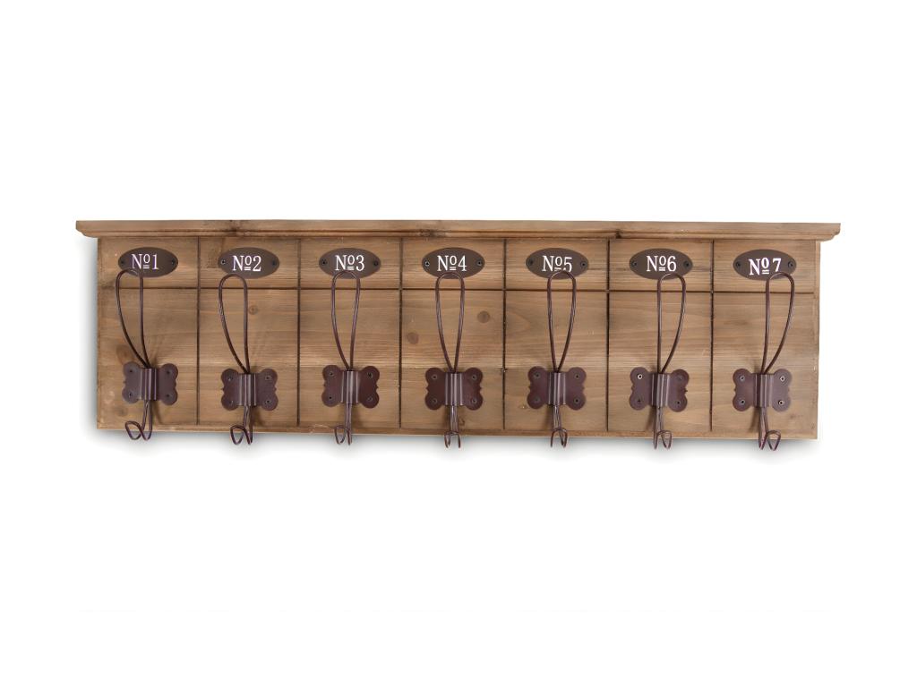 Lysviaère Portemanteau Bois 7 Accroches Marron 73.5x7.5x21cm - Lysvia SKXY53878