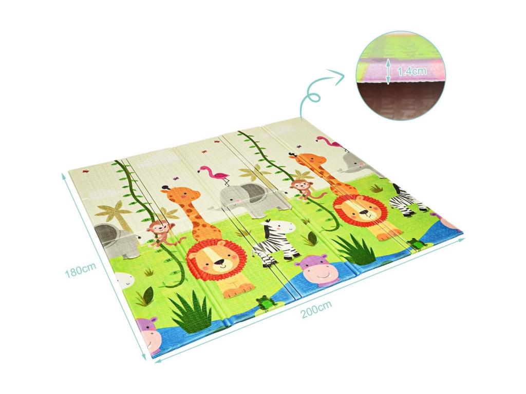 Tapis de jeu pour bébé pliable 200x180x1.4cm avec image licorne en mousse xpe non toxique XSHR13246