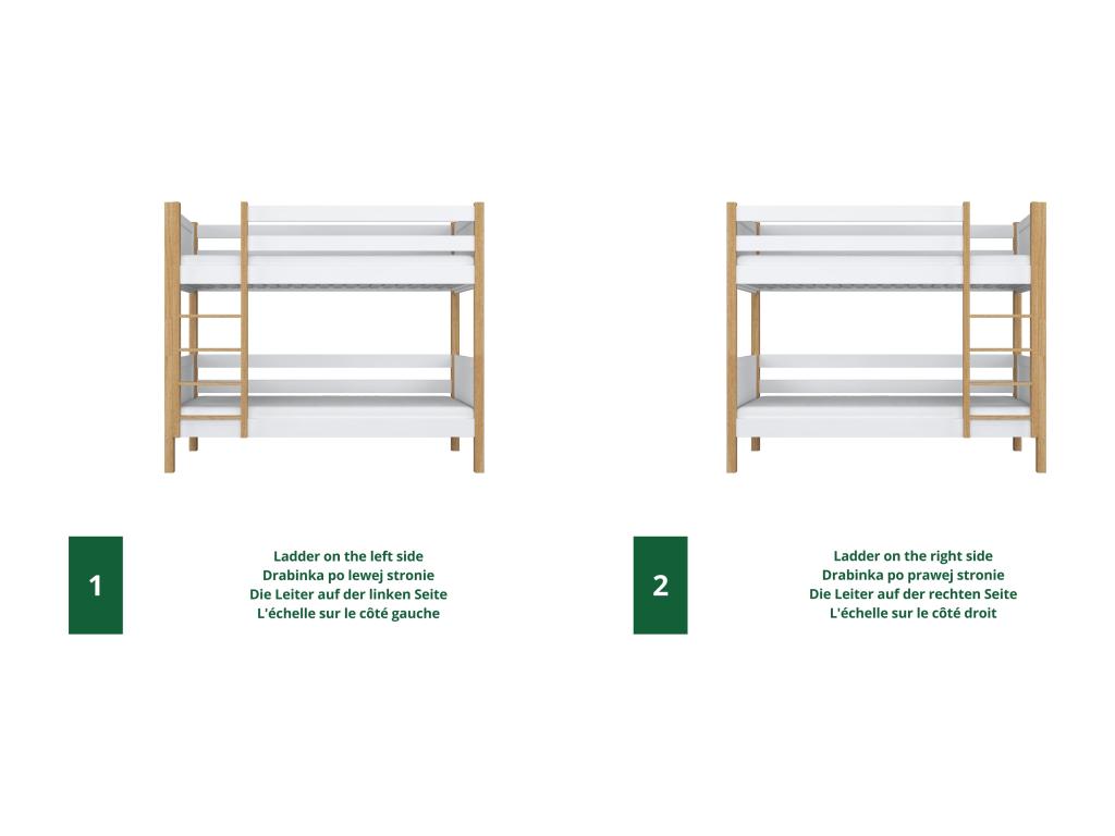 Lit superposé en bois N02 Blanc / Chêne Naturel 100x180 RADM68711