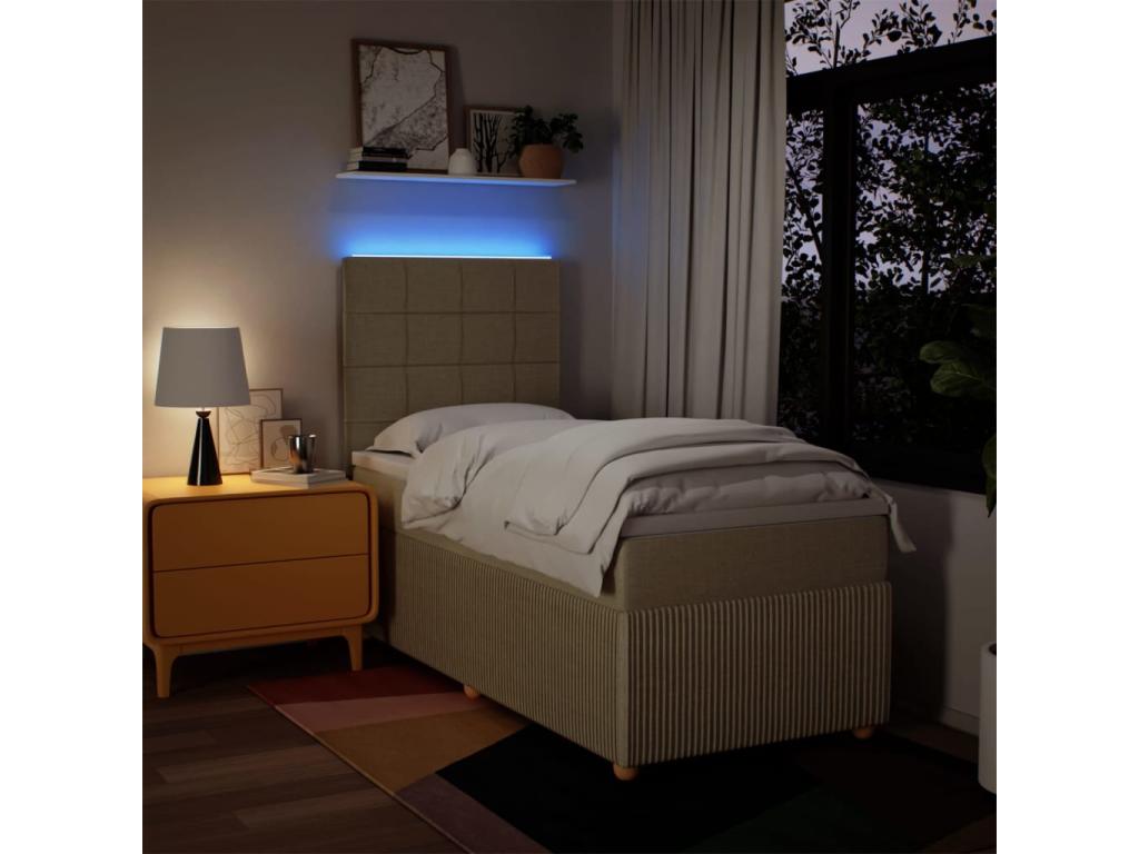 Sommier à Lysvia de lit avec matelas Crème 80x200 cm Tissu ZURF57428