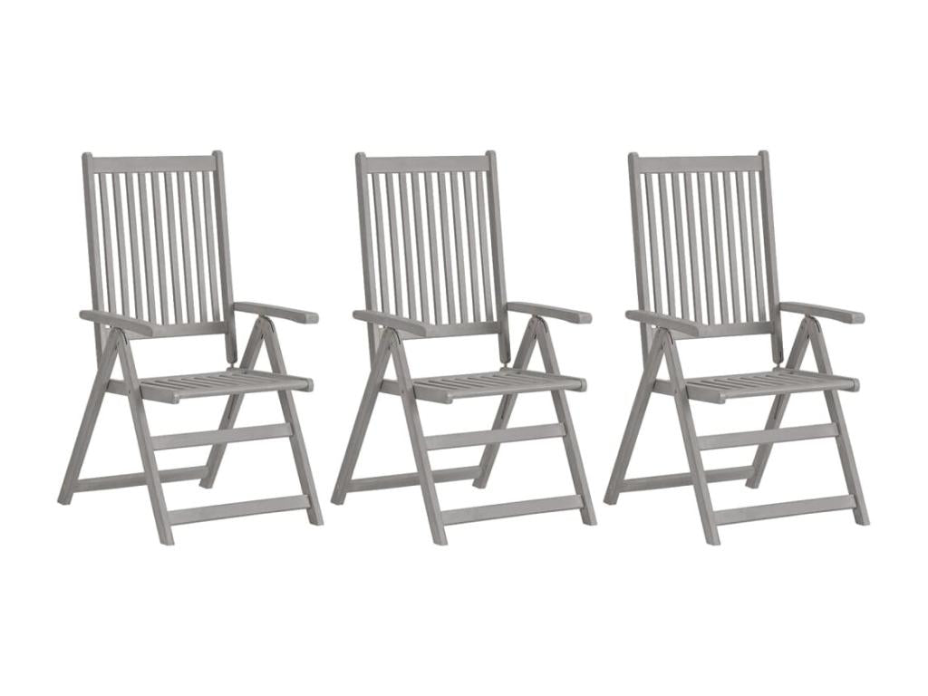 Chaises inclinables de jardin 3 pièces avec coussins Bois d'Elariva MSGE38237