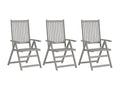 Chaises inclinables de jardin 3 pièces avec coussins Bois d'Elariva MSGE38237