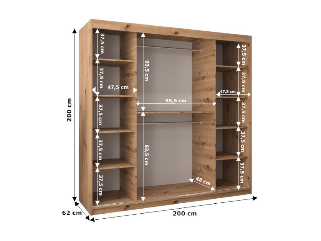 ARMOIRE T3 À PORTES COULISSANTES 200/200/62 2 Portes Blanc/Elariva BDPH27090