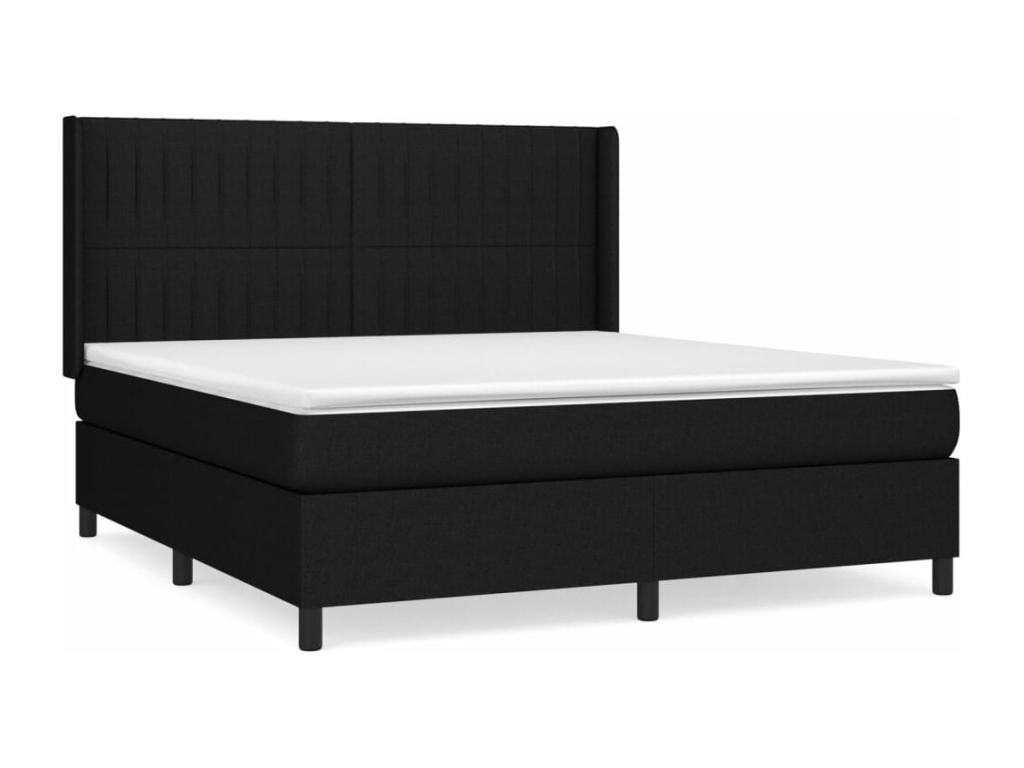 Lit à sommier tapissier avec matelas Noir 160x200 cm Tissu HNUE33078