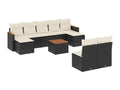 Salon de jardin 10 pcs avec coussins noir résine tressée EFWZ75357