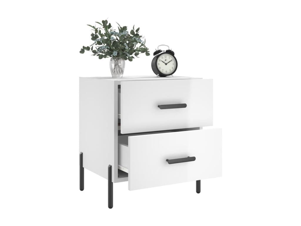 Tables de chevet 2 pcs blanc brillant 40x35x47,5 cm ZQLO06085