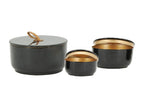 Boîtes rondes en métal laqué noir Lot de 3 VDJD02502
