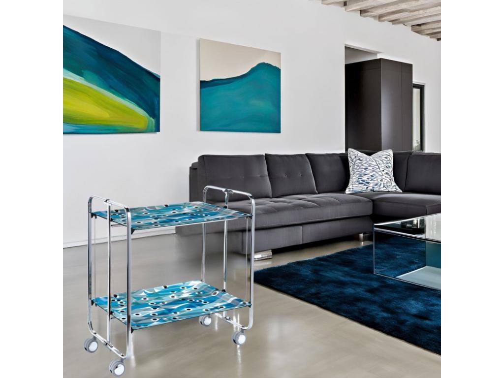 Table roulante pliante Lysvia 2 plateaux châssis chromé PBZQ03571