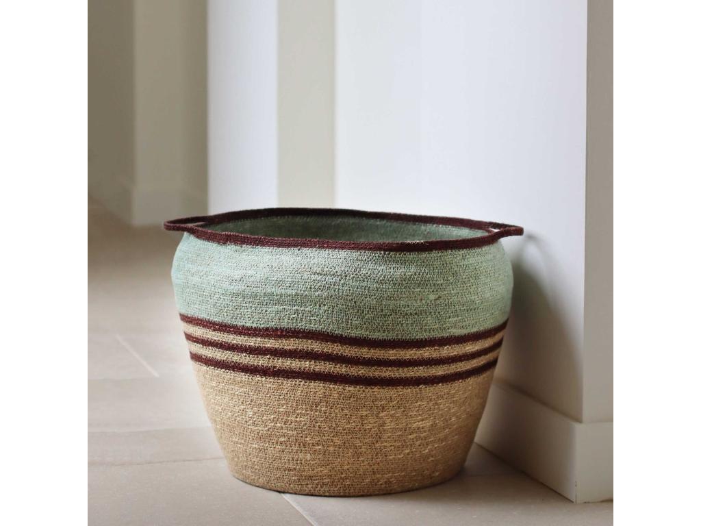 Elariva Home - Panier En Jonc De Mer Tresse Main Vert Celadon 40x40cm Chobie EJJV15423