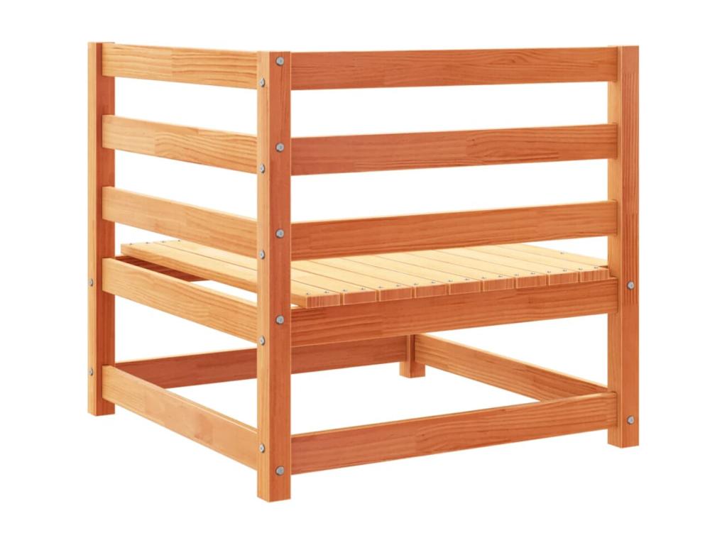 Salon de jardin 9 pièces marron cire bois de pin massif BTOV24541