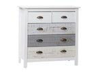 Elariva - Commode 5 Tiroirs Bois Aspect Vieilli Blanc et Grisé MDUW35890