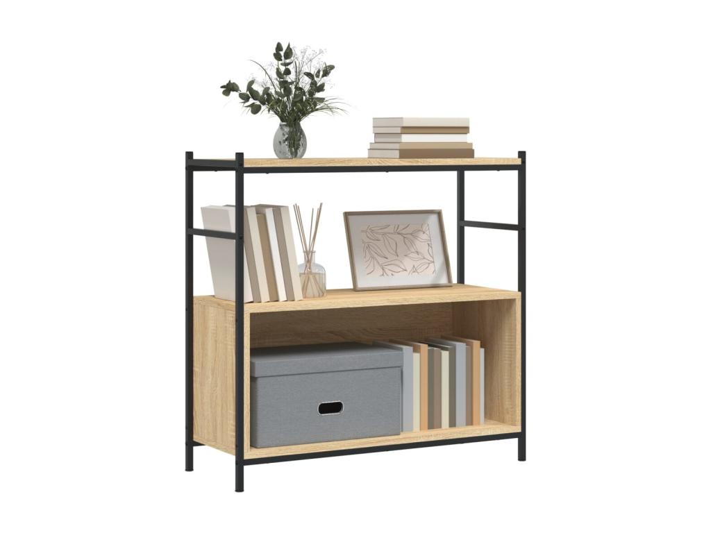 Bibliothèque chêne 80x30x78.5cm bois d'ingénierie et fer GAWS60478