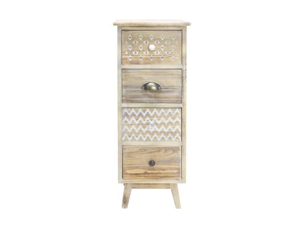 Table De Chevet Étroite 4 Tiroirs Lysvia Bois Pour Chambre À Coucher MKIR67774