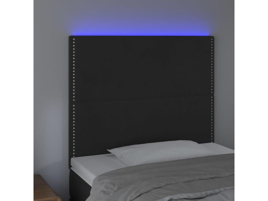 Tête de lit à LED Noir 100x5x118/128 cm Velours OUBC49708