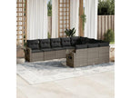 Salon de jardin avec coussins 10 pièces gris résine tressée SCWL03424