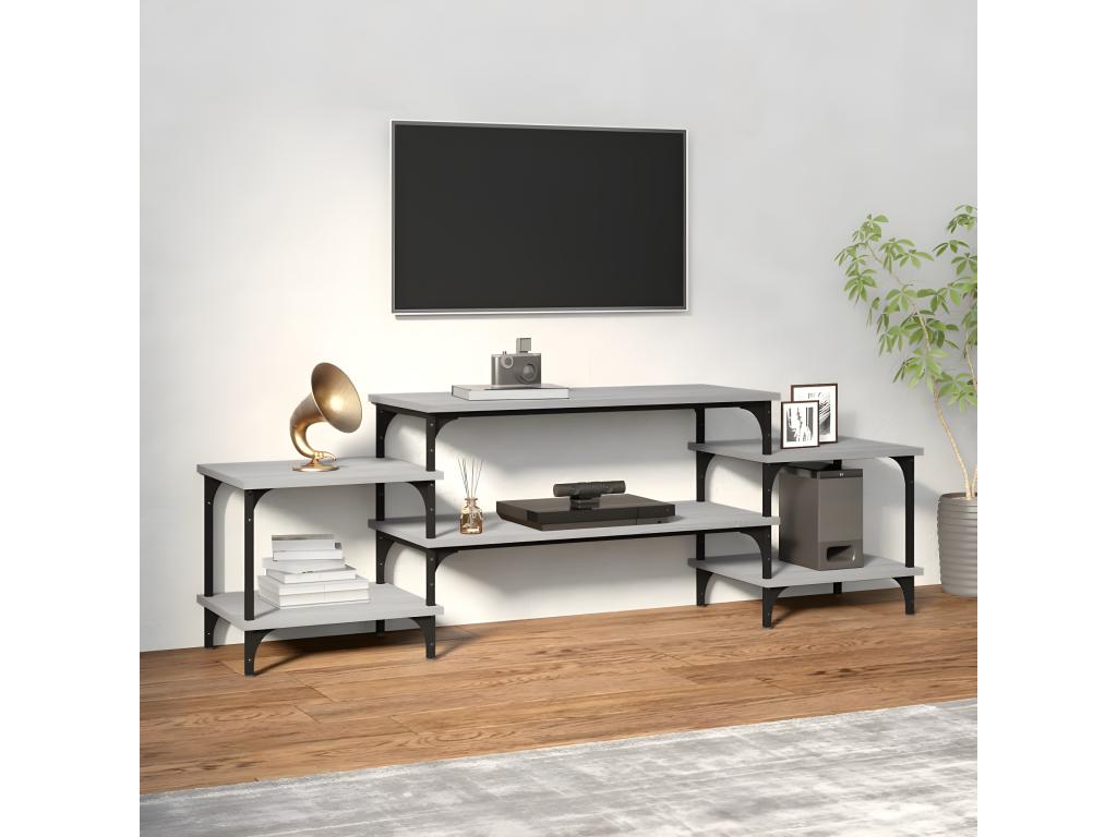 Meuble TV Lysvia gris 157x35x52 cm bois d'ingénierie OHRG33517