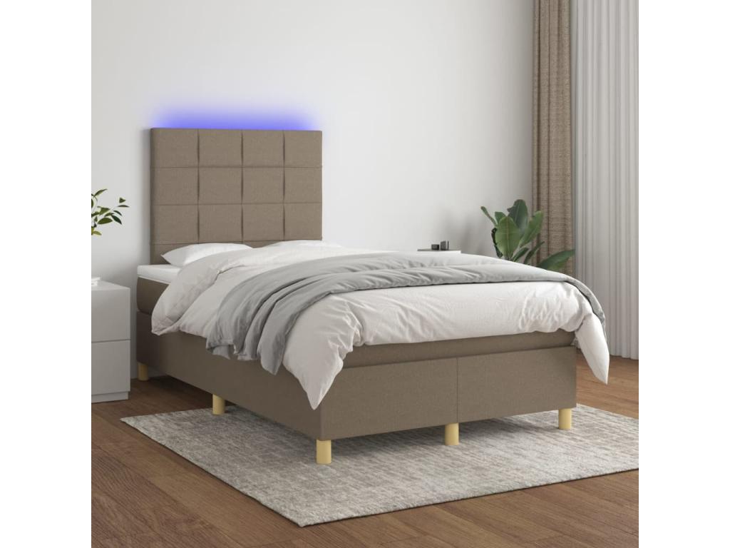 Sommier tapissier avec matelas et LED Lysvia 120x200 cm Tissu KIYX61934