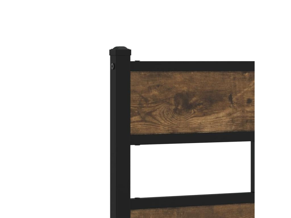 Cadre de lit en métal sans matelas chêne fumé 120x200 cm MMFX75226