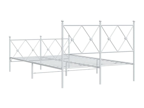 Cadre de lit métal avec tête de lit/pied de lit blanc 120x200cm LBFX68153