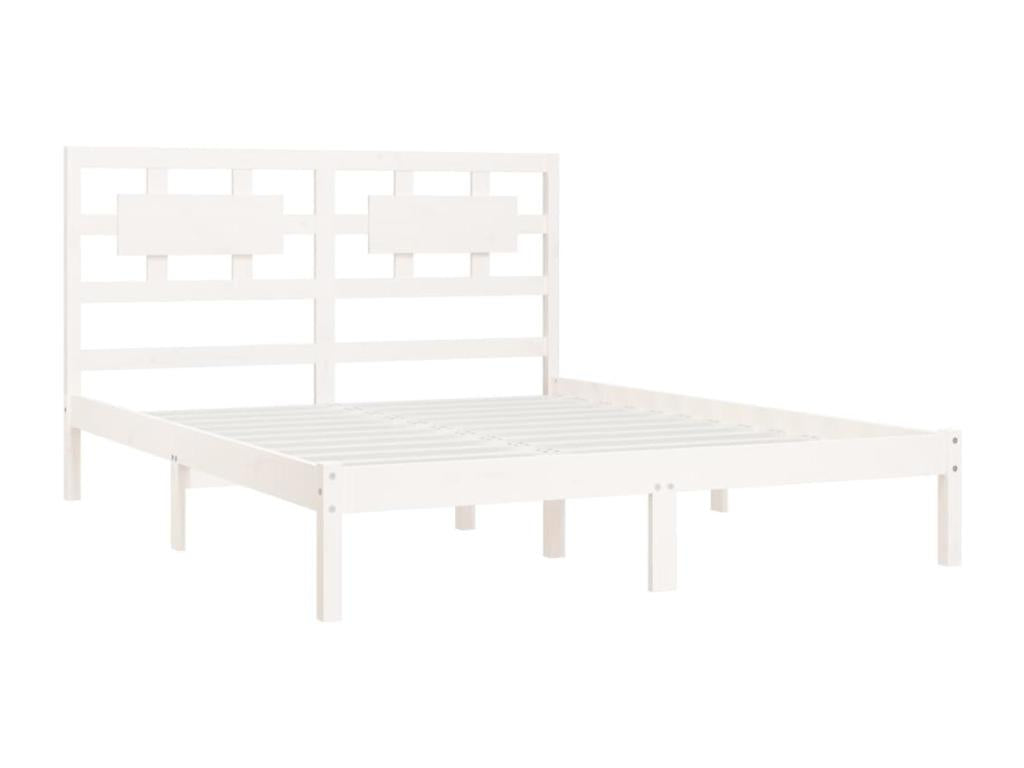 Cadre de lit Blanc Bois de pin massif 140x200 cm MWOR62269