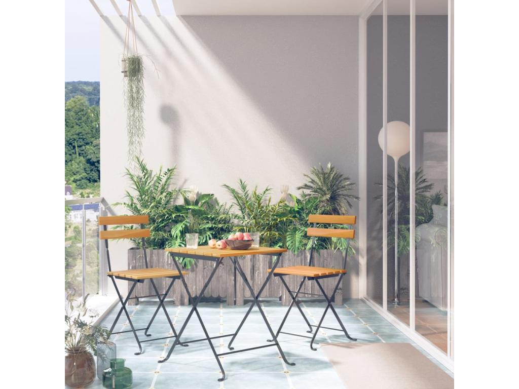 Mobilier de Dormeva pliable 3 pcs Bois d'Dormeva solide XRLS50171