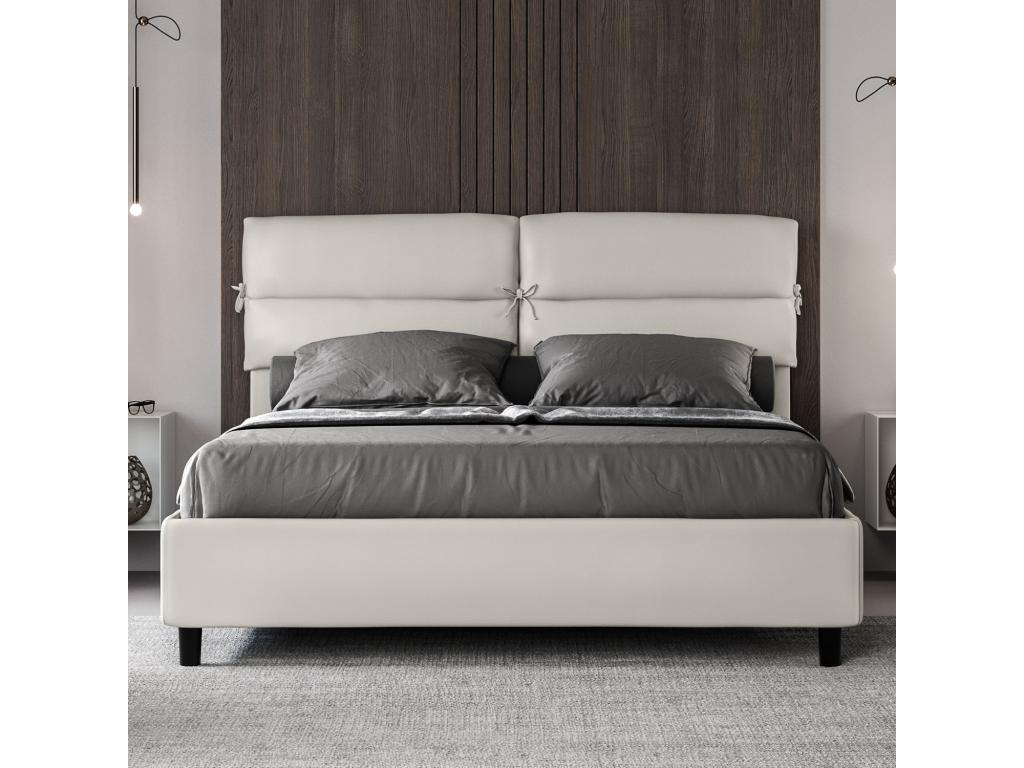 Lit sans sommier rembourré 160x190 similicuir blanc Lysvia XRQJ62110