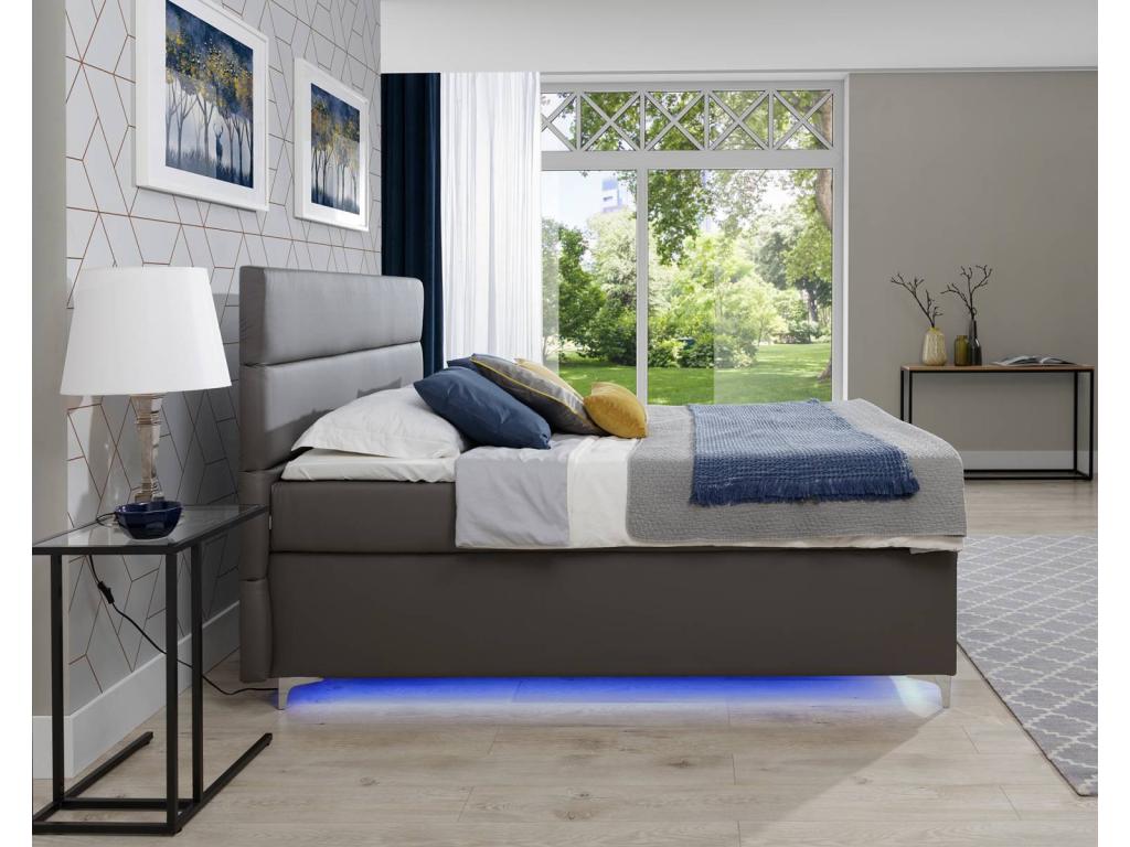 Lit boxspring 140x200 tissu crème Lysvia WMTA49521